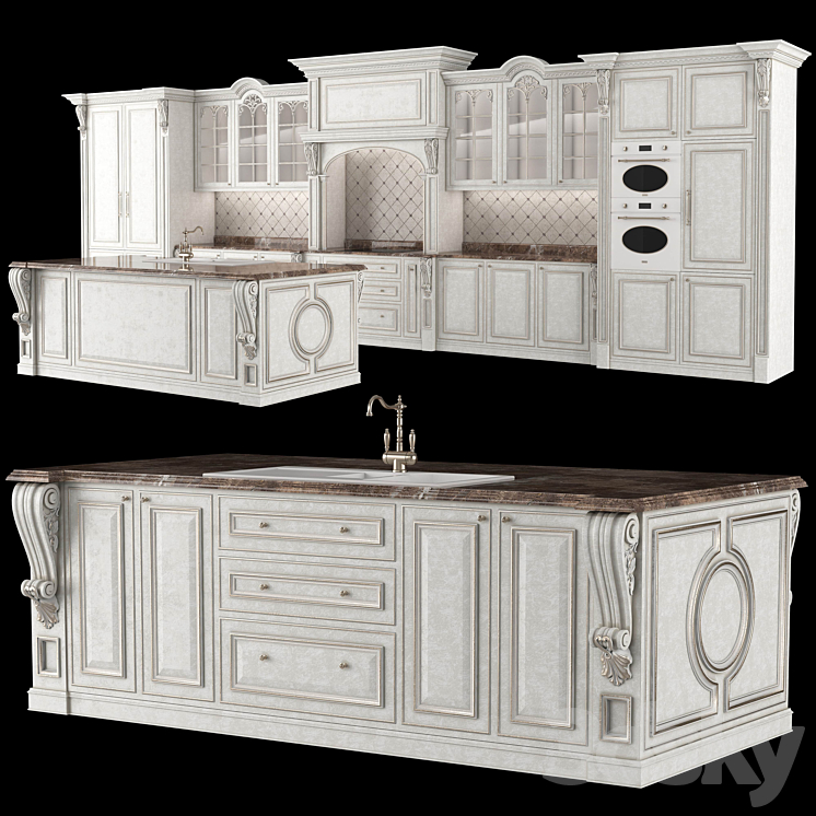 classical kitchen 2 3DS Max Model - thumbnail 3