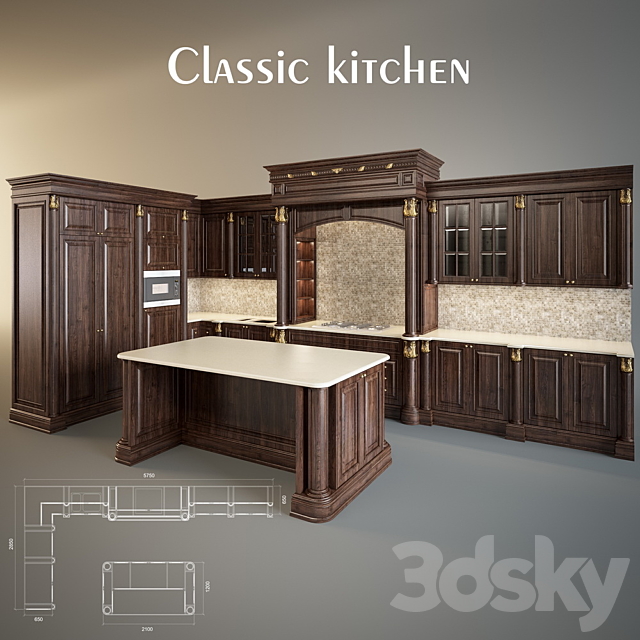 Classical kitchen 3DSMax File - thumbnail 1