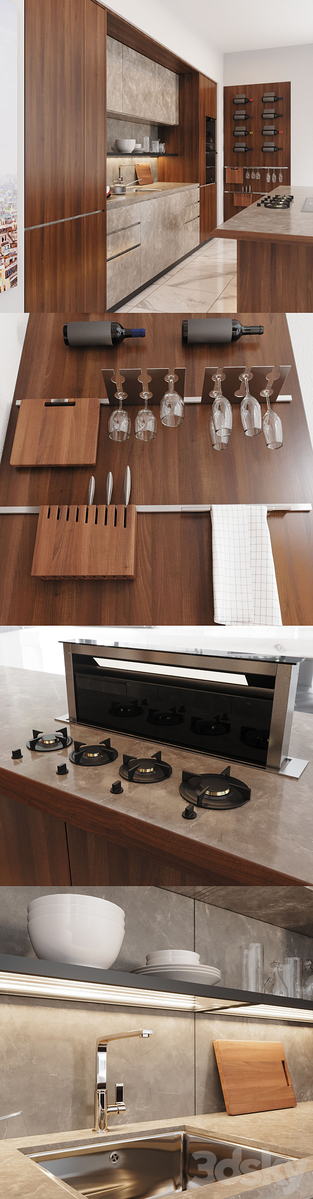 Cocina Gamadecor roble torrefacto 3DS Max Model - thumbnail 2