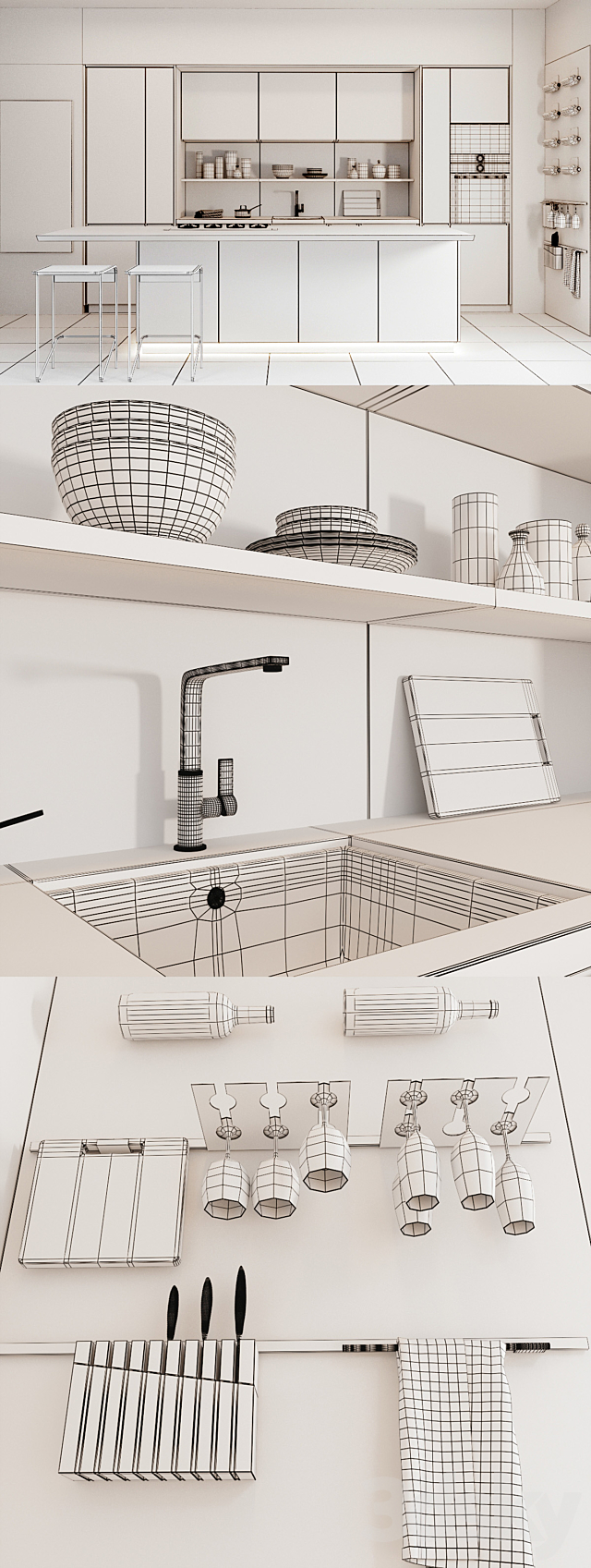 Cocina Gamadecor roble torrefacto 3DS Max Model - thumbnail 3