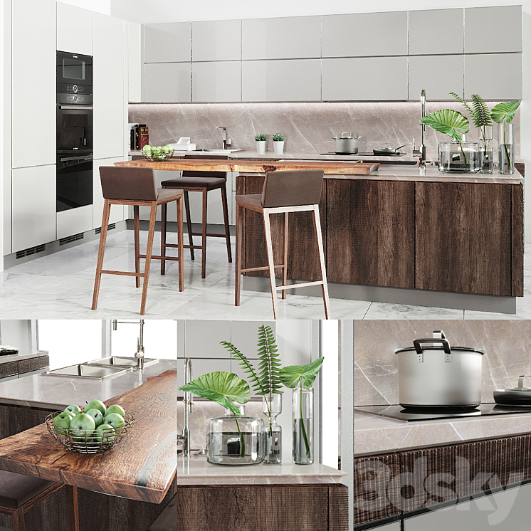 Cocina Verona Mod wood 3DS Max - thumbnail 1