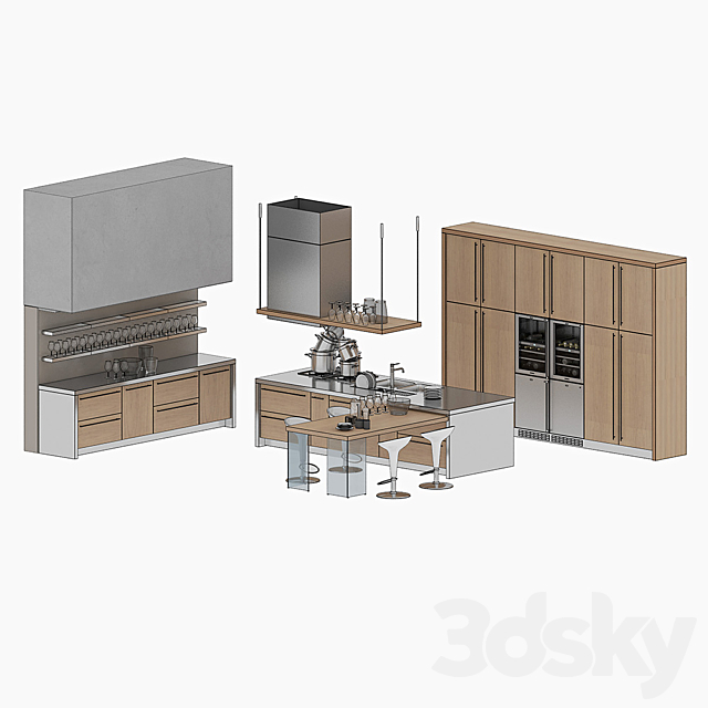 Contemporary kitchen 02 3DS Max Model - thumbnail 3