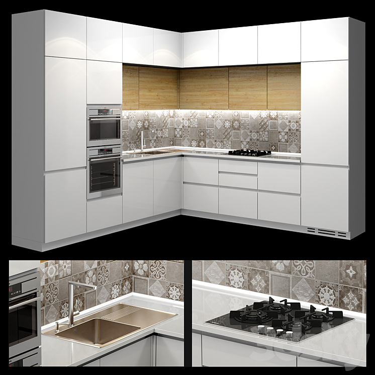 Corner kitchen 3DS Max - thumbnail 1