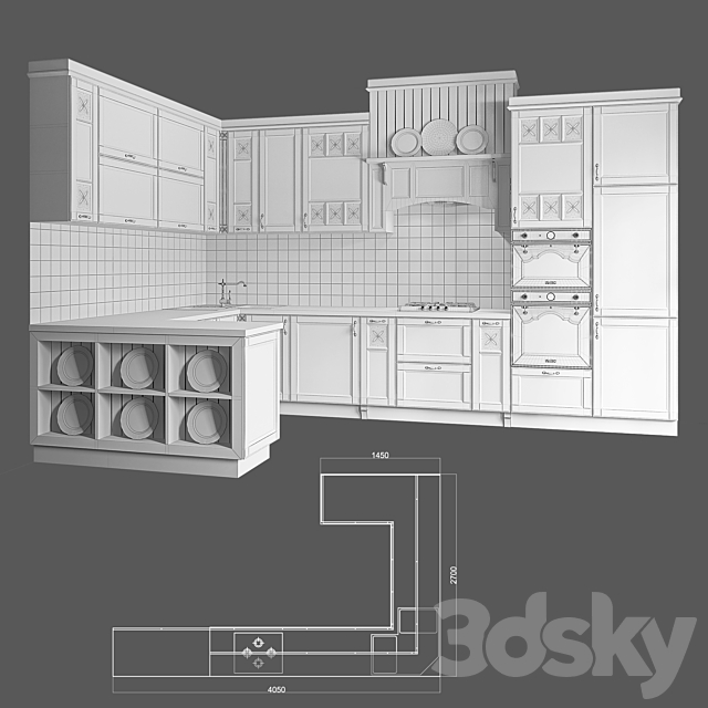 Corner kitchen “Provence” 3DSMax File - thumbnail 3