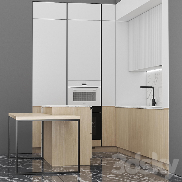 Corner Kitchen Rindr with Island 3DS Max Model - thumbnail 2