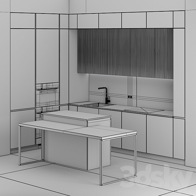 Corner Kitchen Rindr with Island 3DS Max Model - thumbnail 5