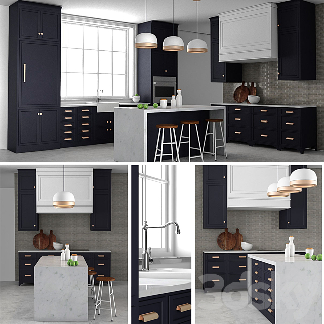 Customized navy kitchen 3DSMax File - thumbnail 1