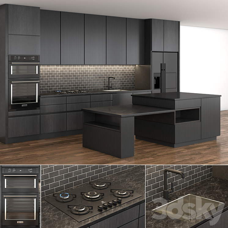 Dark kitchen 3DS Max - thumbnail 1