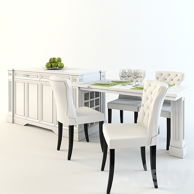 Dining table with chairs and an island 3DSMax File - thumbnail 1