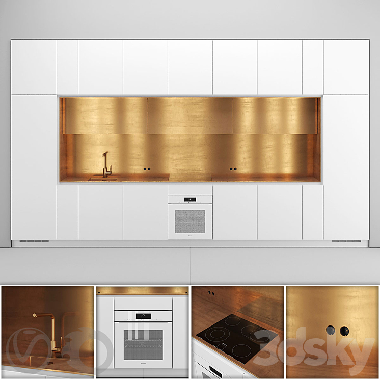 Direct NEL kitchen with brass 3DS Max - thumbnail 1