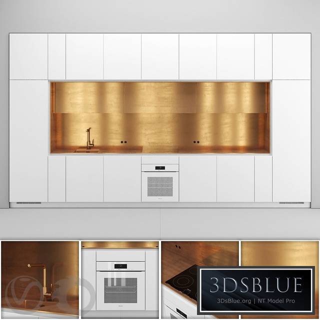 Direct NEL kitchen with brass 3DS Max - thumbnail 3