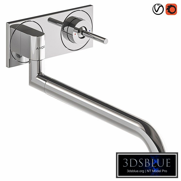 AXOR UNO Single lever kitchen mixer for concealed installation wall-mounted 3DS Max - thumbnail 3