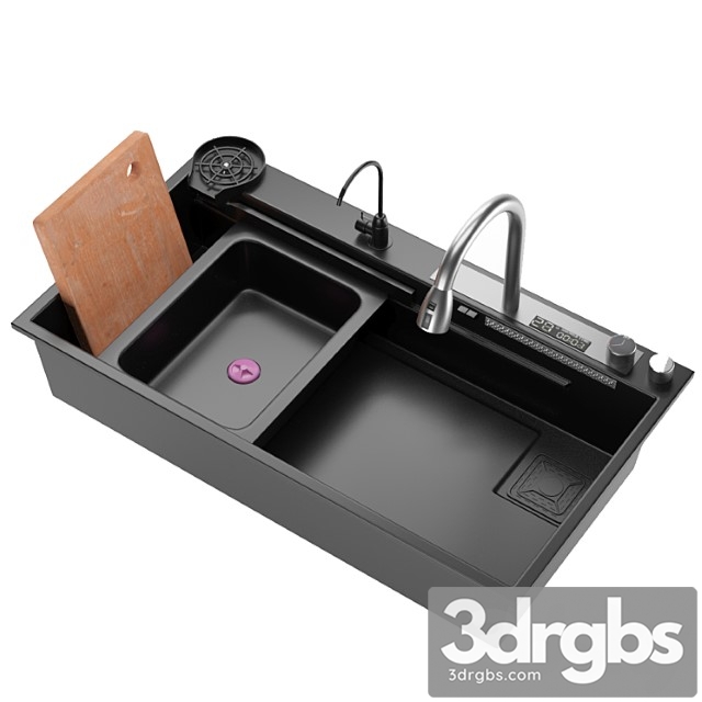 Black Nano Kitchen Sink 304 Stainless Steel Waterfall Sink 1 3dsmax Download - thumbnail 1