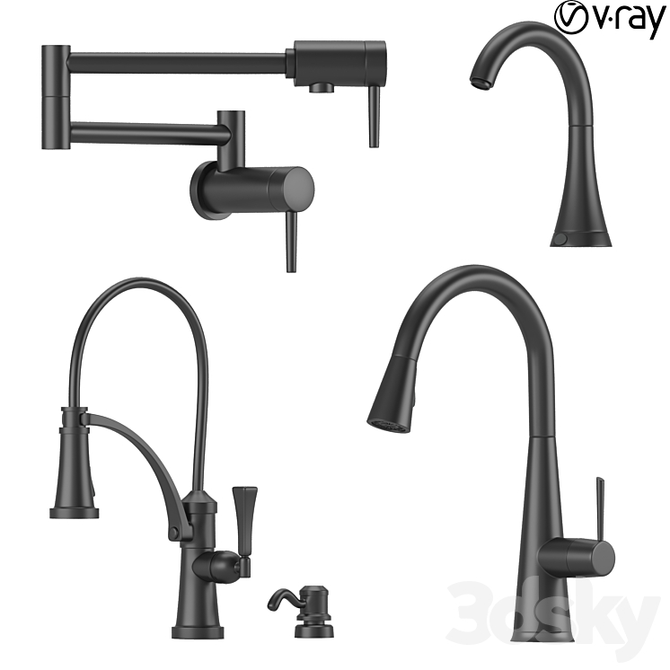 Collection of kitchen faucets 3DS Max - thumbnail 1