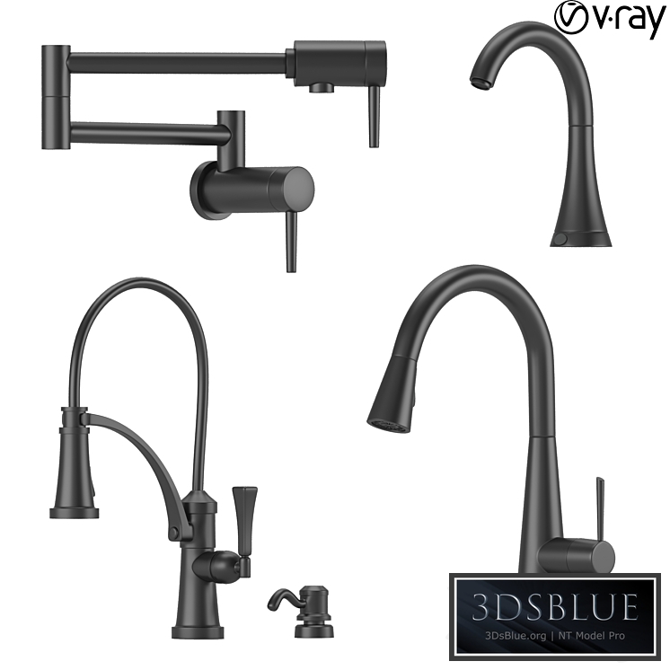 Collection of kitchen faucets 3DS Max - thumbnail 3