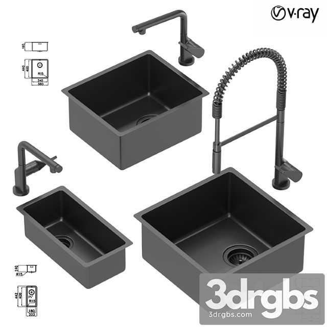 Collection Of Kitchen Sinks 02 3dsmax Download - thumbnail 1