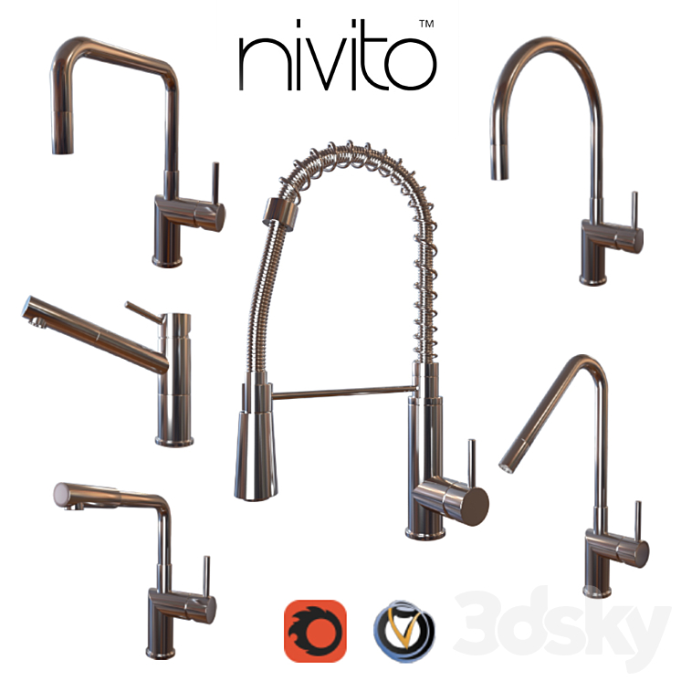 Faucets Nivito cuisine (6 pcs. 8 colors) 3DS Max - thumbnail 1