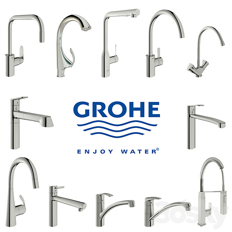 GROHE faucets for the kitchen 3DS Max - thumbnail 1