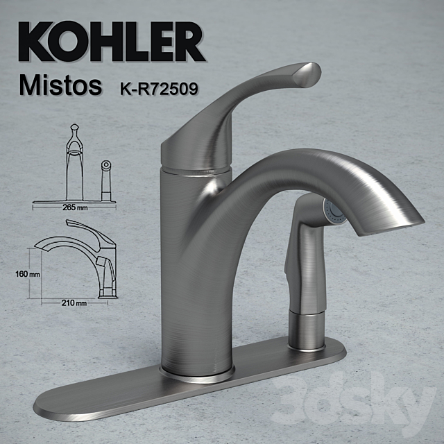 Kitchen faucet Kohler Mistos K-R72508 _ K-R72509 3ds Max - thumbnail 1