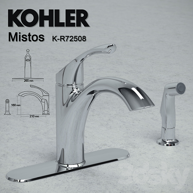 Kitchen faucet Kohler Mistos K-R72508 _ K-R72509 3ds Max - thumbnail 2