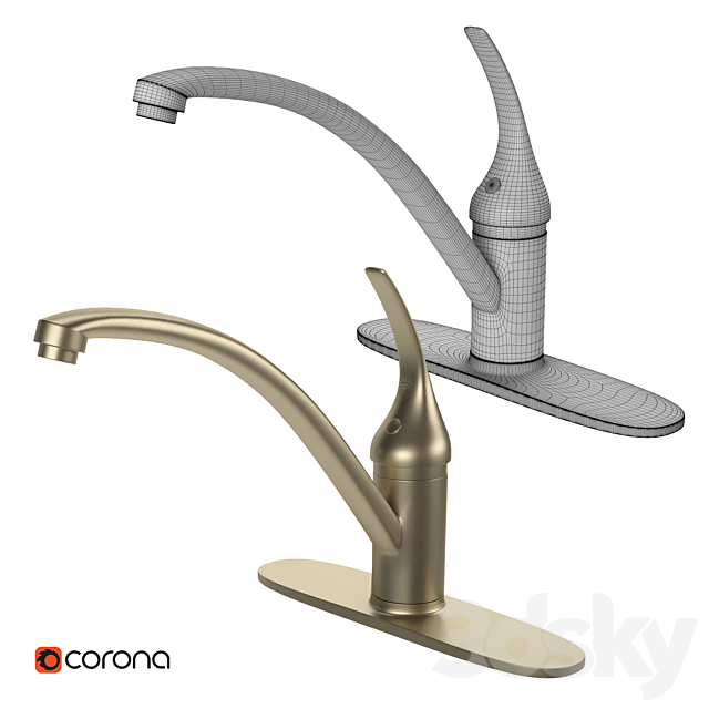 kitchen faucet set 01 3ds Max - thumbnail 3