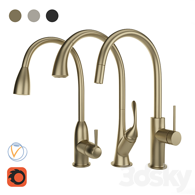 kitchen faucet set 02 3ds Max - thumbnail 1