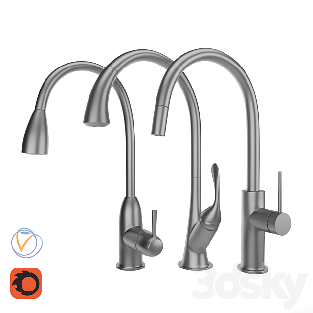 kitchen faucet set 02 3ds Max - thumbnail 2