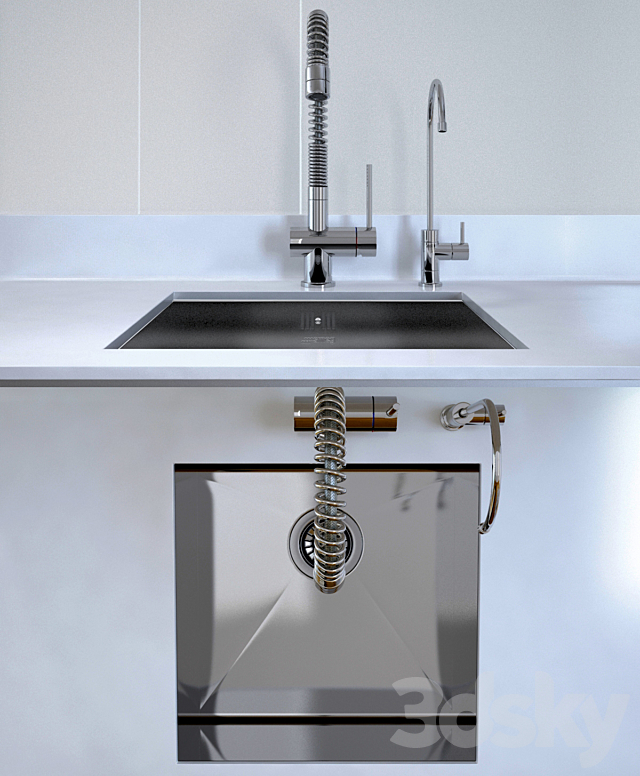 Kitchen sink and faucet Smeg 3DS Max Model - thumbnail 2