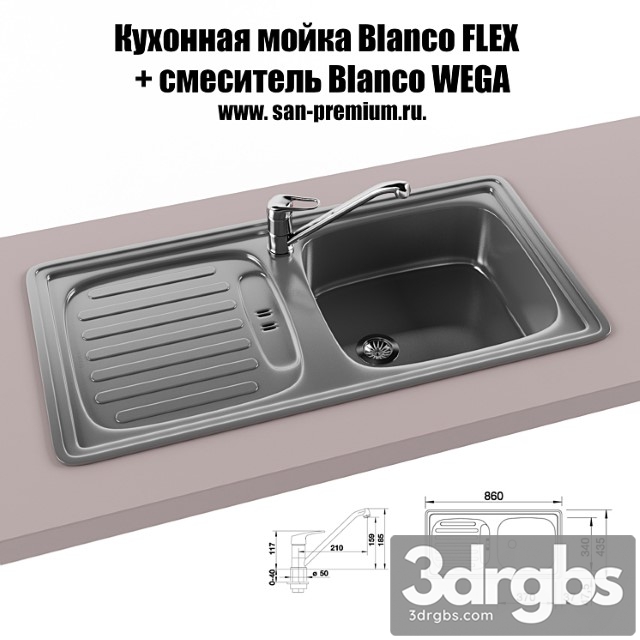 Kitchen sink Blanzo Flech and Smiesetiel Blanzo Vega 3dsmax Download - thumbnail 1