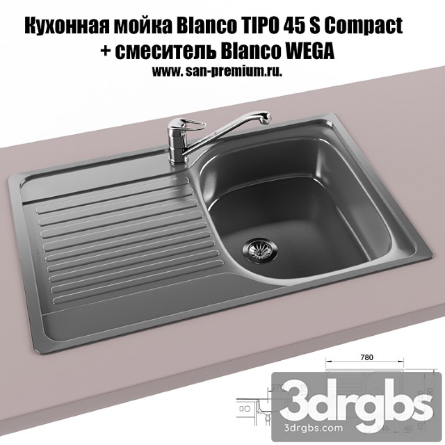 Kitchen sink Blanzo Tipo 45s and Smiesetiel Blanzo Vega 3dsmax Download - thumbnail 1