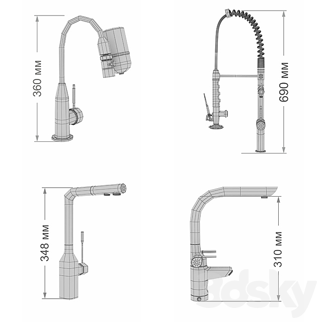 Kitchen taps 3DS Max Model - thumbnail 2