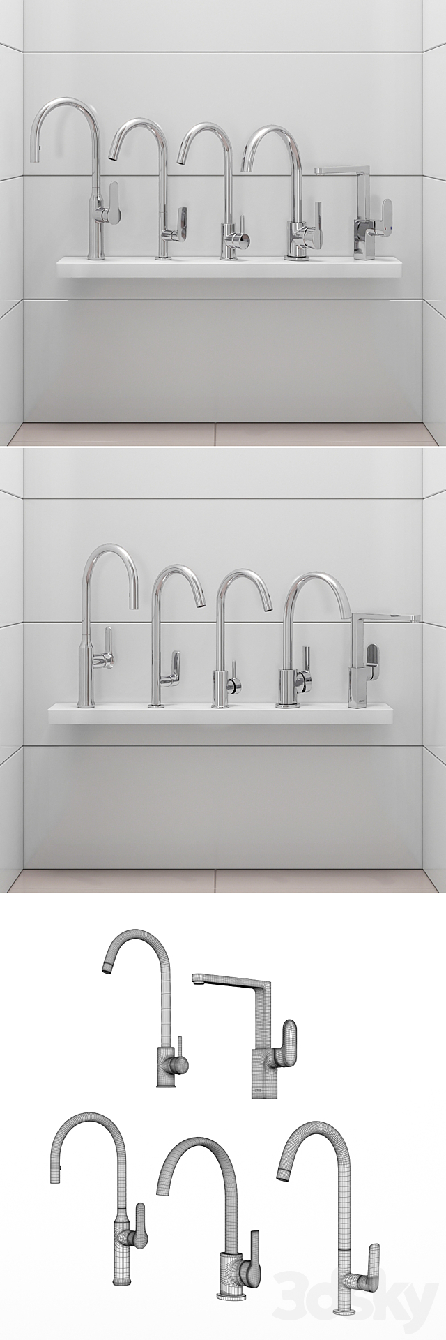 Set of kitchen faucets Ravak set 11 3ds Max - thumbnail 3