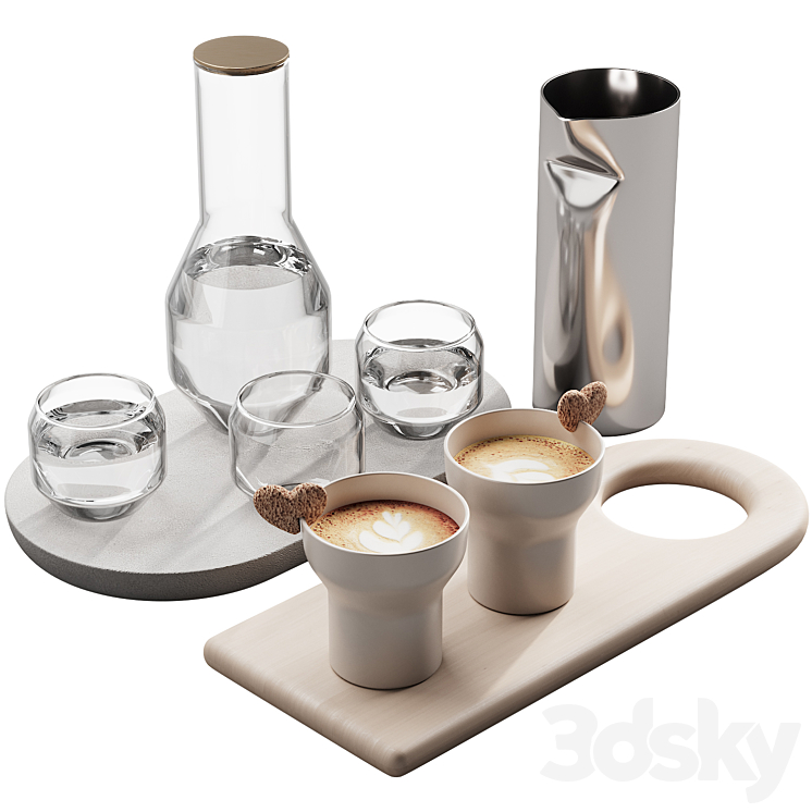 127 eat and drinks decor set 01 coffee and water kit 01 3DS Max Model - thumbnail 1