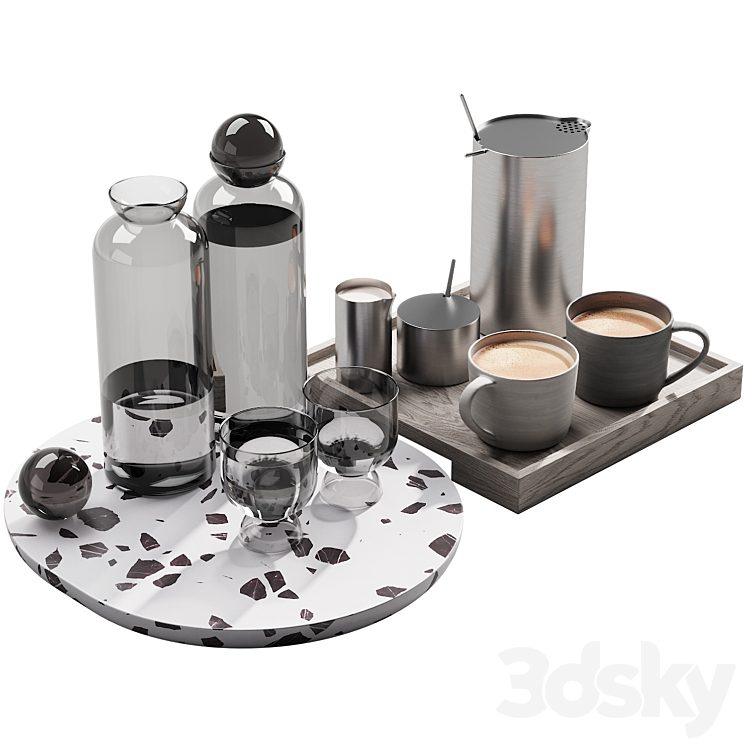 128 eat and drinks decor set 02 coffee and water kit 02 3DS Max - thumbnail 1