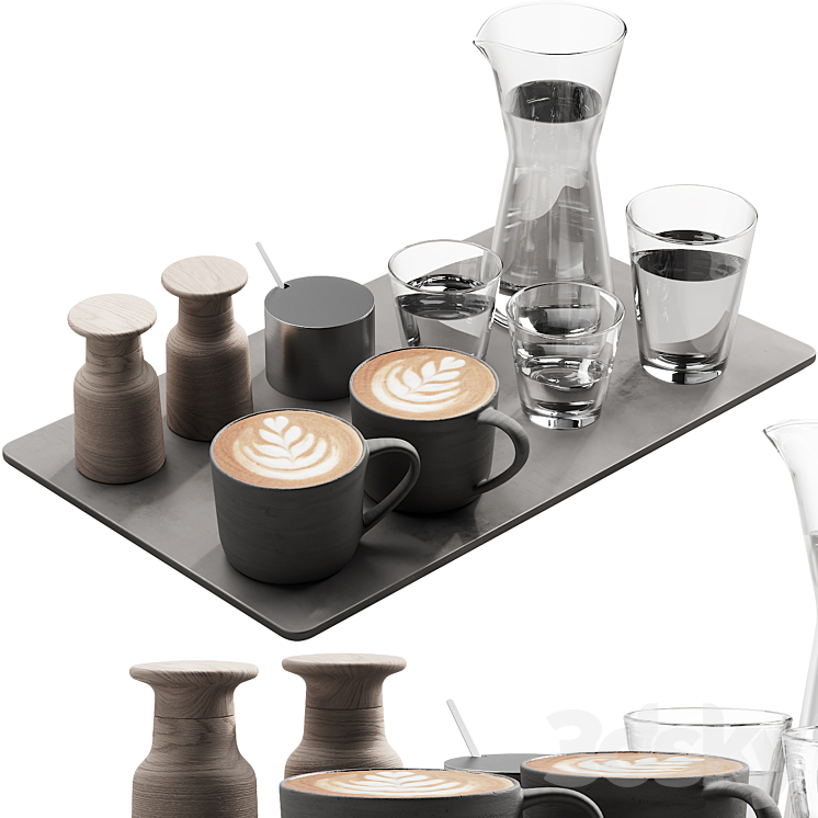 134 eat and drinks decor set 04 coffee and water 04 3DS Max Model - thumbnail 1