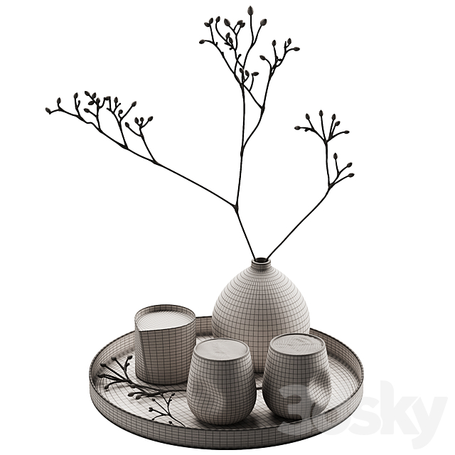 430 eat and drinks decor set 08 serving tray latte plant wood vase 01 3DS Max Model - thumbnail 7