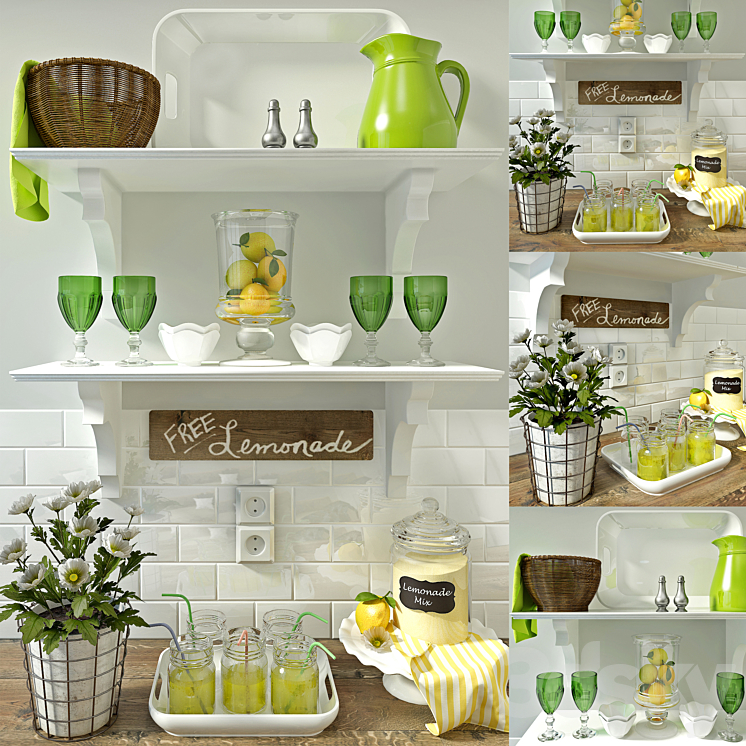 A set of kitchen decor 3DS Max - thumbnail 1