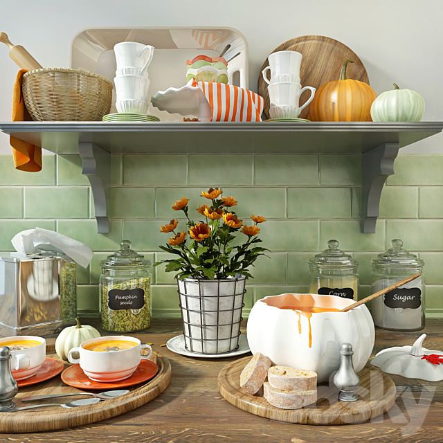 A set of kitchen decor 3DSMax File - thumbnail 1