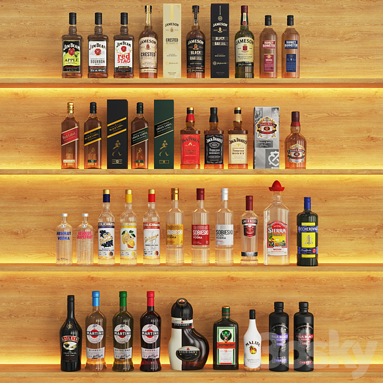 Alcohol bar set 3DS Max - thumbnail 2