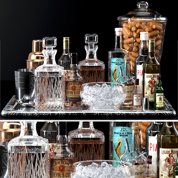 Alcoholic set of strong alcohol. The pub 3DS Max - thumbnail 1