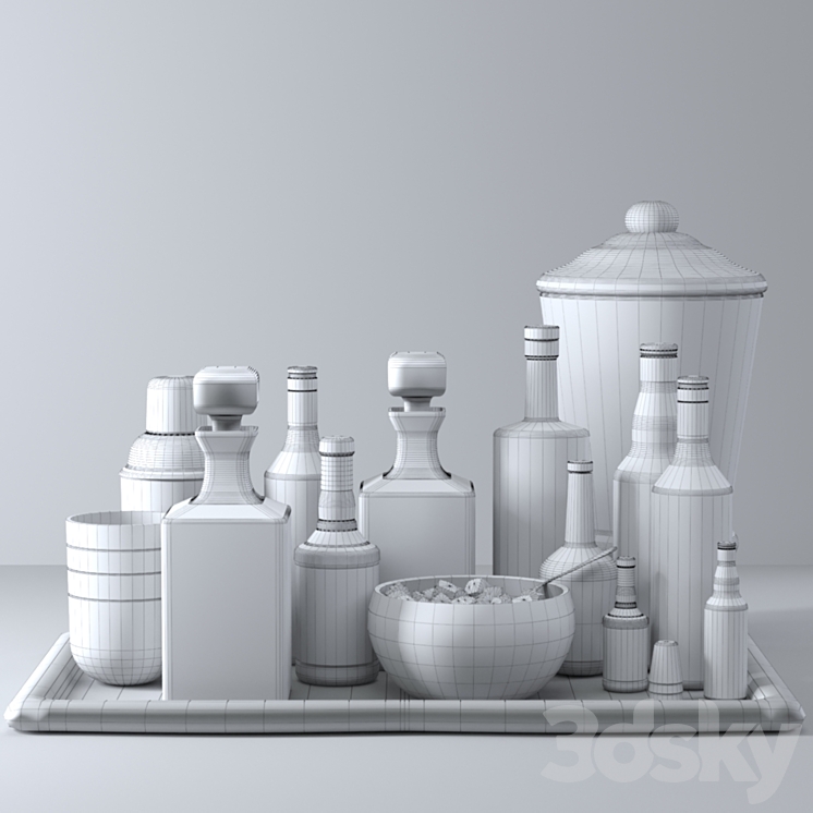 Alcoholic set of strong alcohol. The pub 3DS Max - thumbnail 2