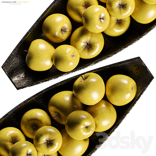 Allegra Centerpiece Bowl with Yellow Apples 3ds Max - thumbnail 2