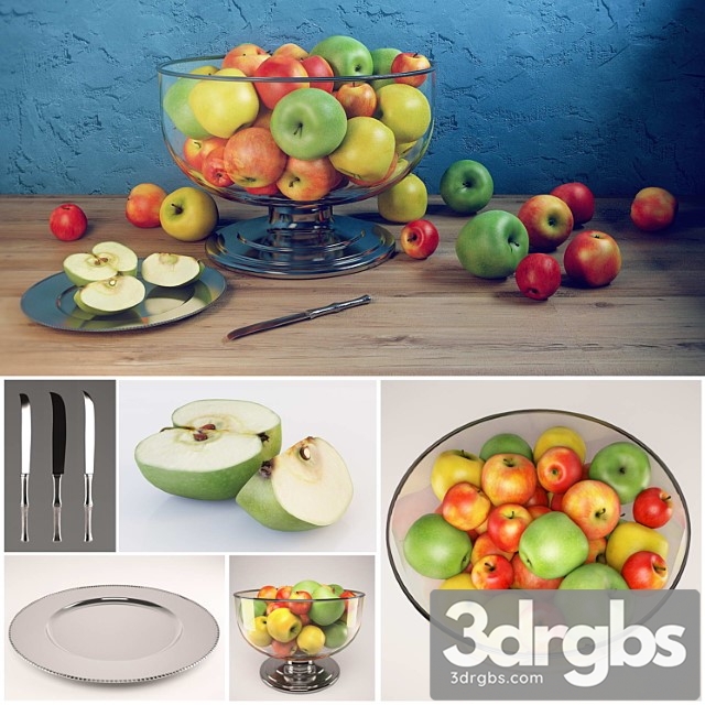 Apple set with durban centerpiece bowl and durant beaded charger 3dsmax Download - thumbnail 1