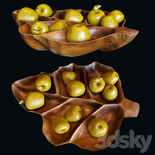 Apples a bowl of teak 3ds Max - thumbnail 1