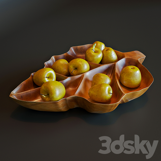 Apples a bowl of teak 3ds Max - thumbnail 2