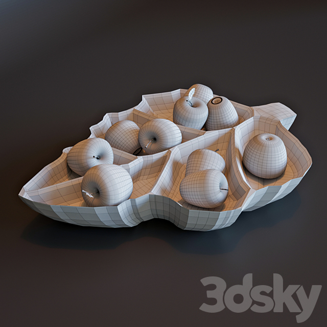 Apples a bowl of teak 3ds Max - thumbnail 3