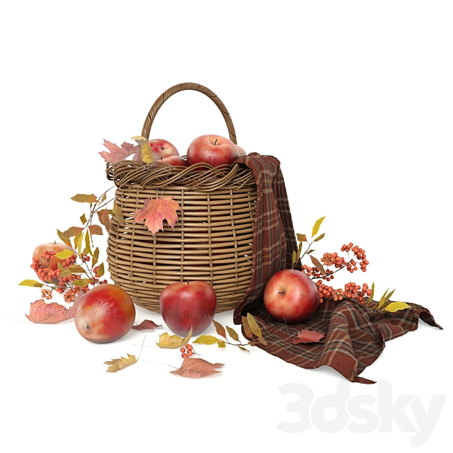 Apples in a basket 3ds Max - thumbnail 2