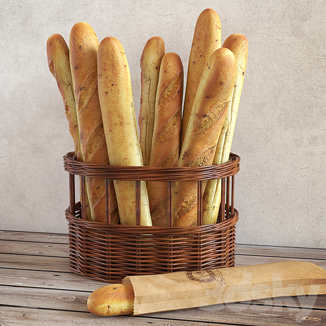 baguette basket 3DSMax File - thumbnail 1