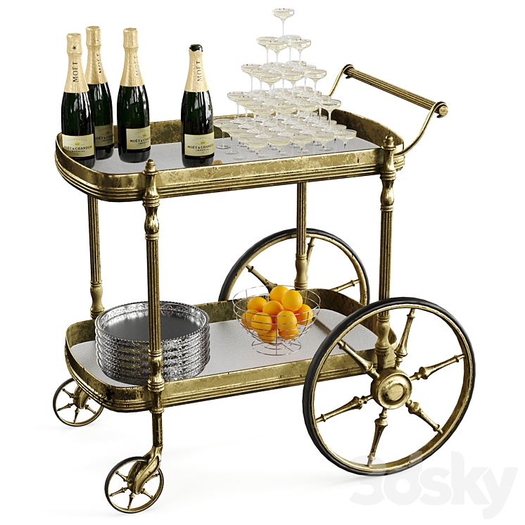 Bar cart champagne 3DS Max - thumbnail 1