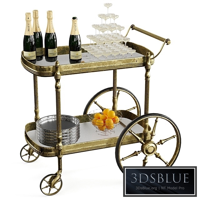 Bar cart champagne 3DS Max - thumbnail 3